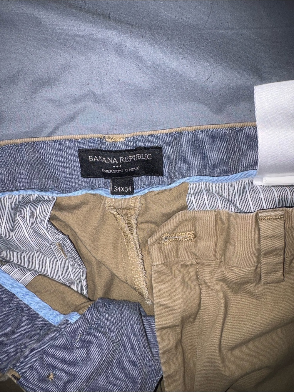 Banana Republic Khaki Chinos with Light Blue Trim